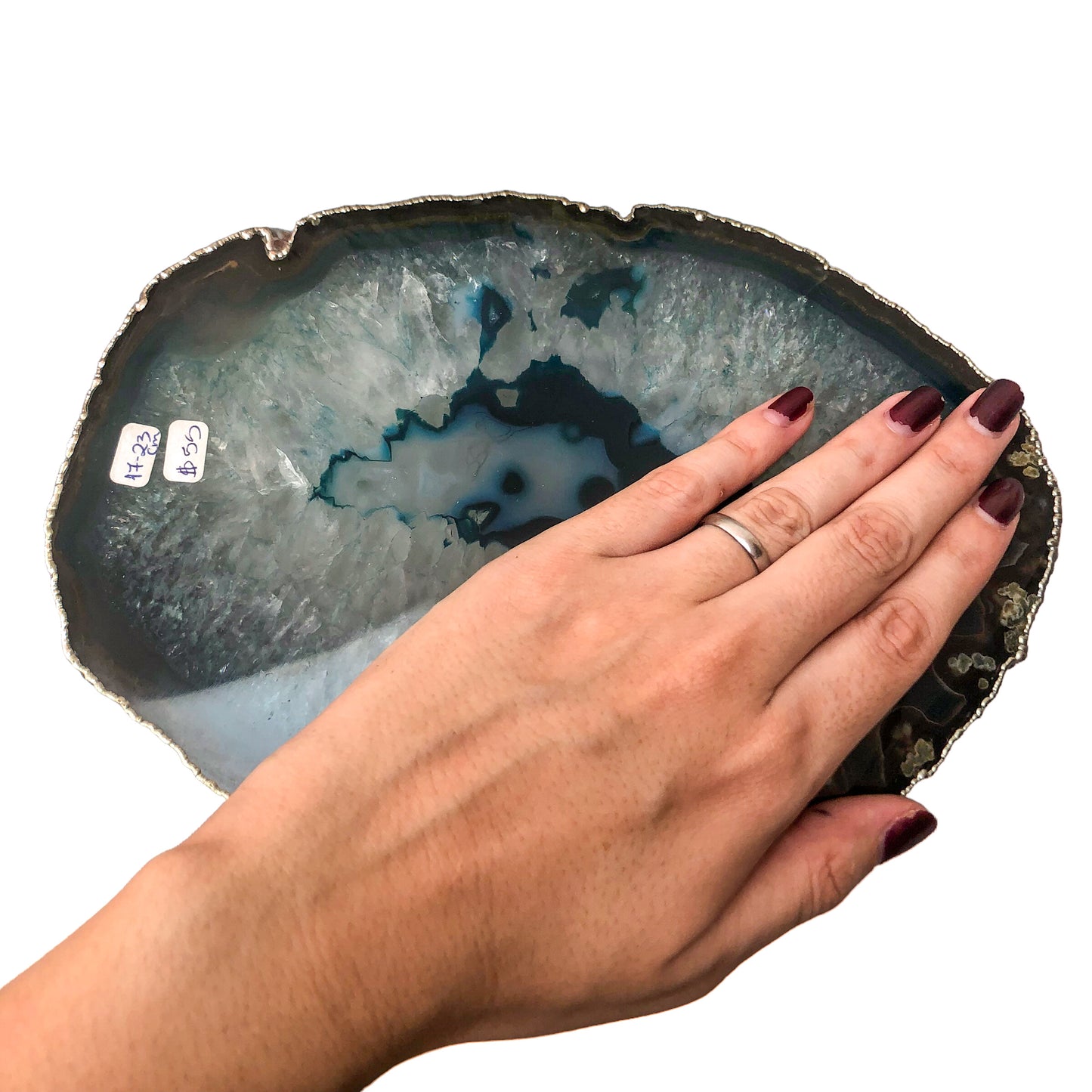 AGATE PLATED EDGES PLATTER - SMALL - Nativa Gems Brazil