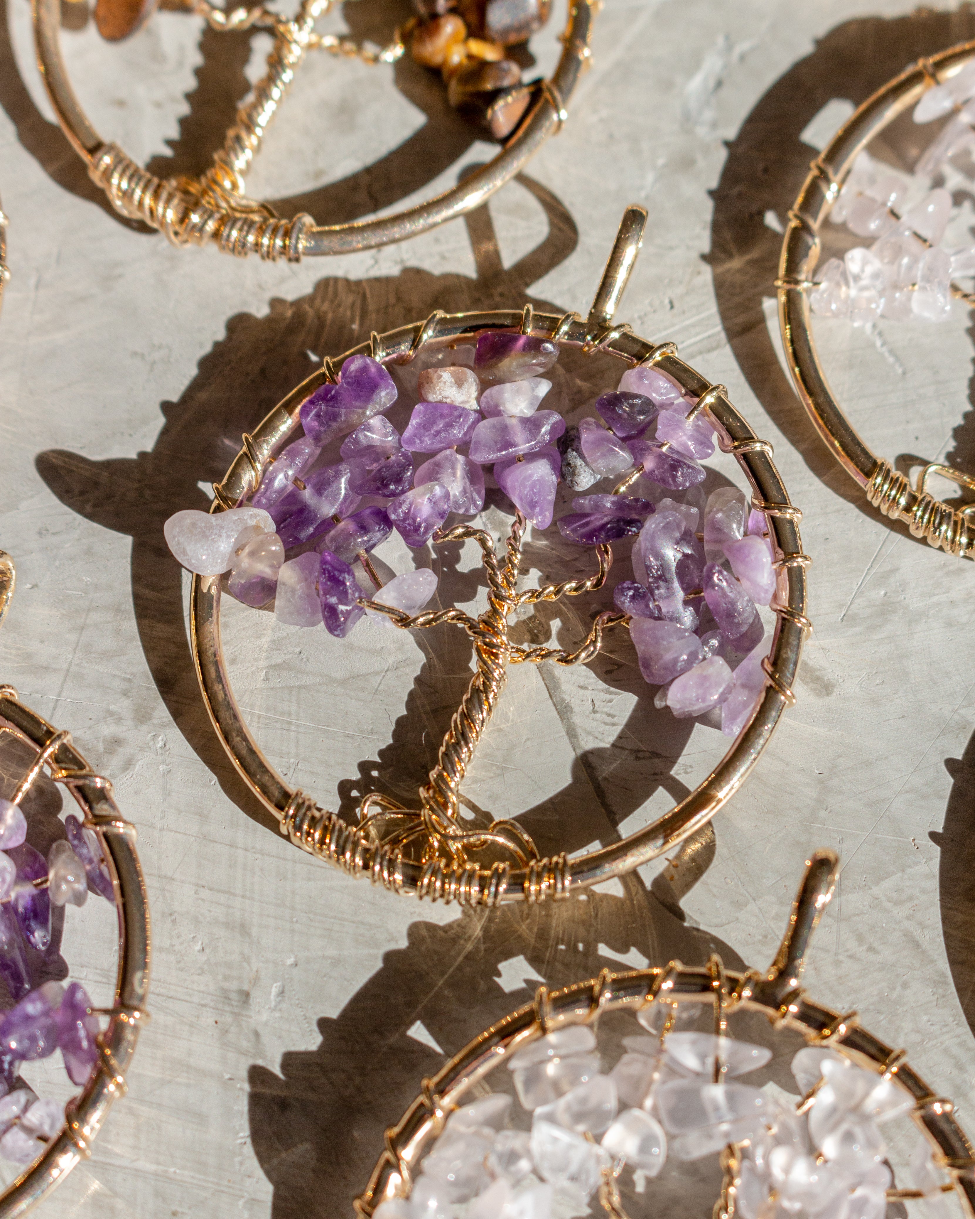 Tree Of Life Pendants Amethyst Crystal