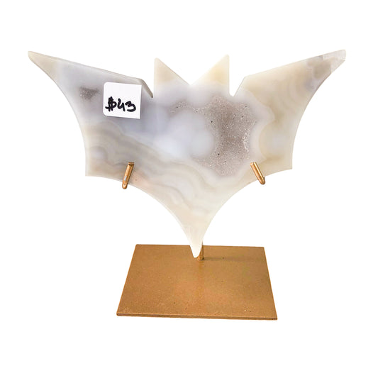 Agate Druzy Bat on Stand