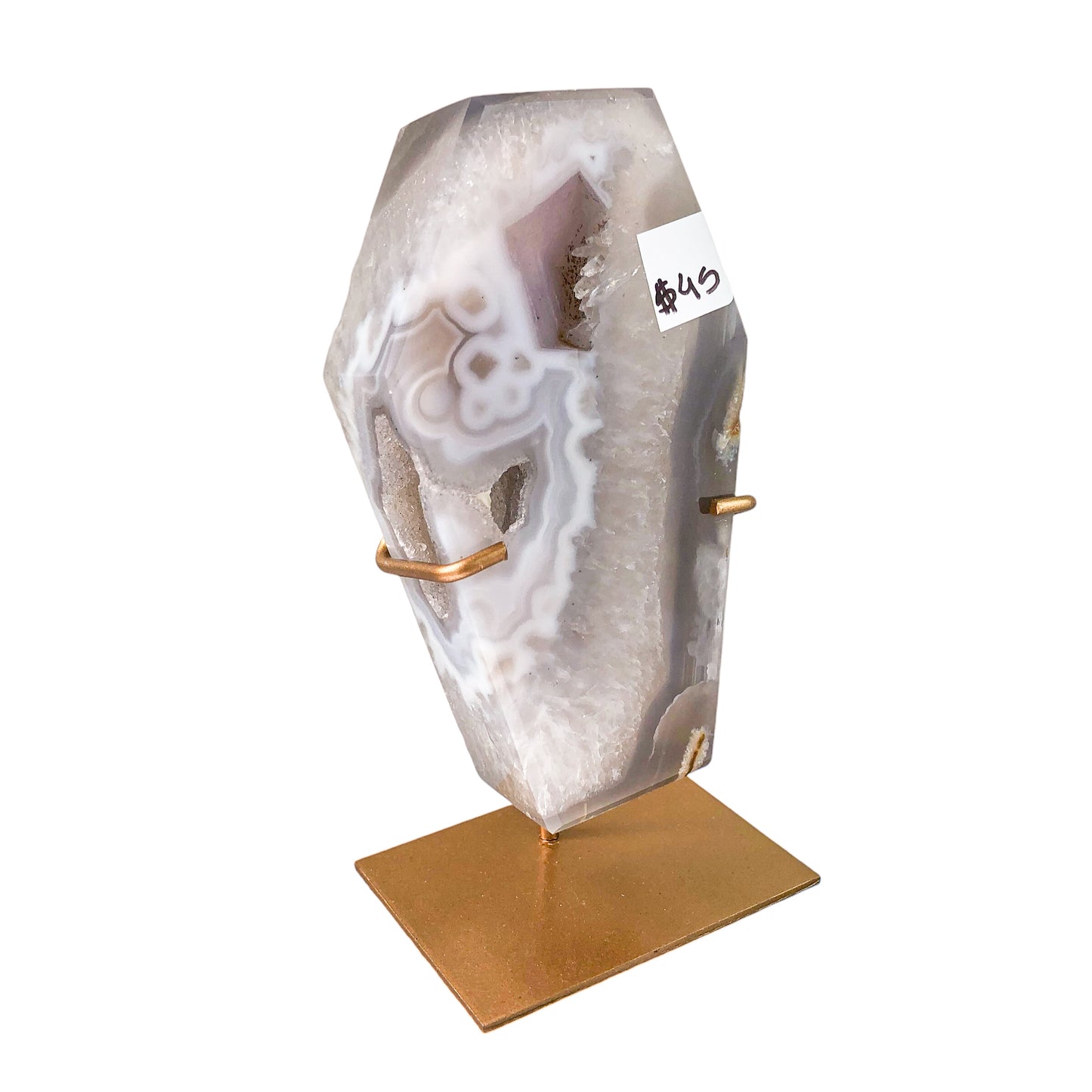 Agate Geode Coffin on Stand