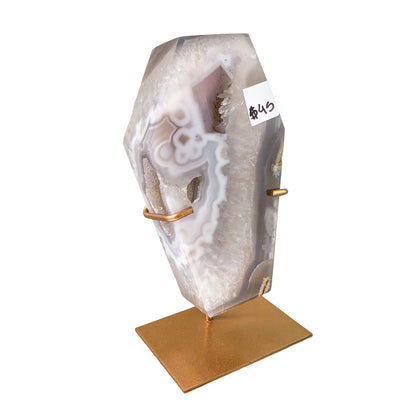 Agate Geode Coffin on Stand