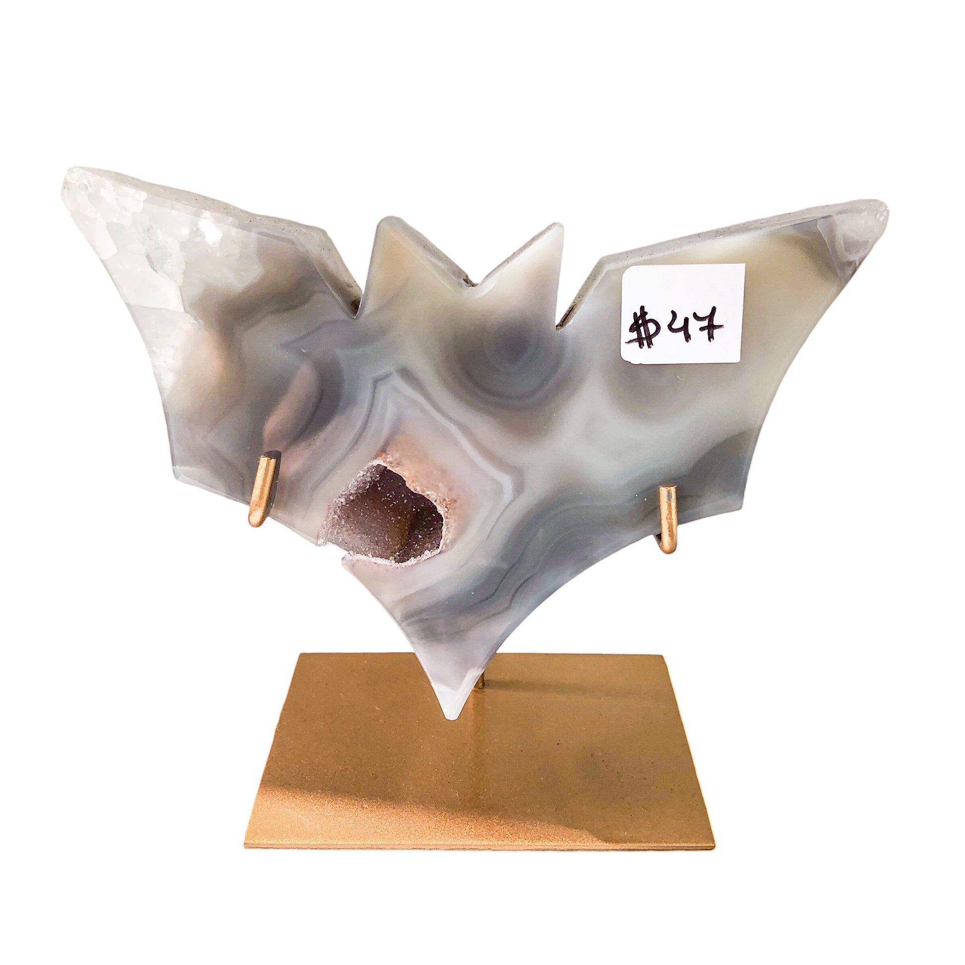 Agate Druzy Bat on Stand