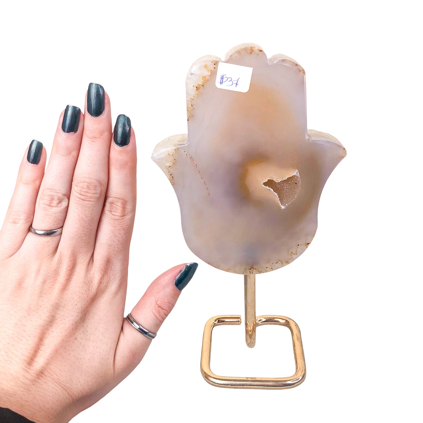 Agate Hamsa on Stand