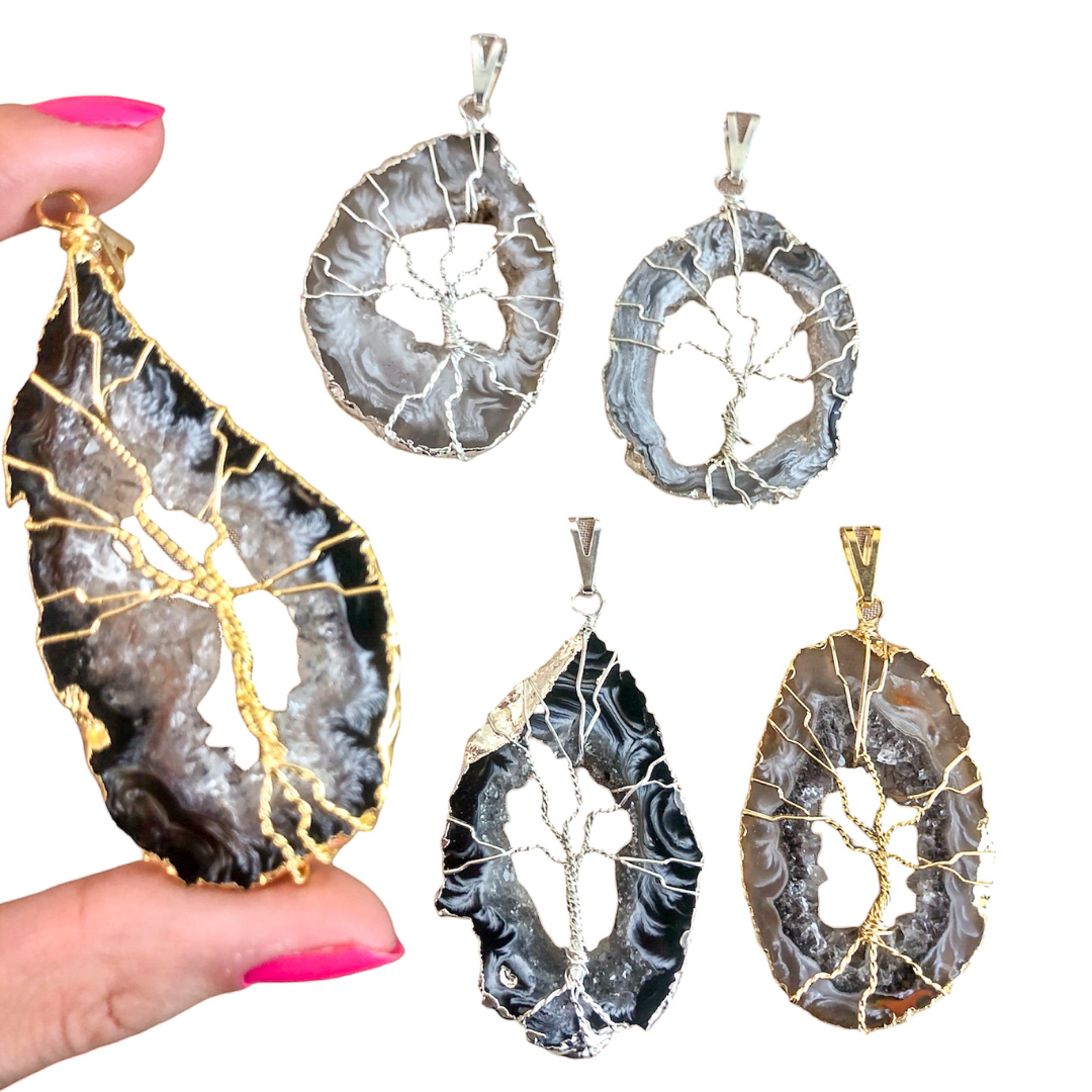 Agate Geode Druzy Slice Tree