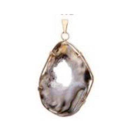 Agate Geode Slice Metal Edge Pendants