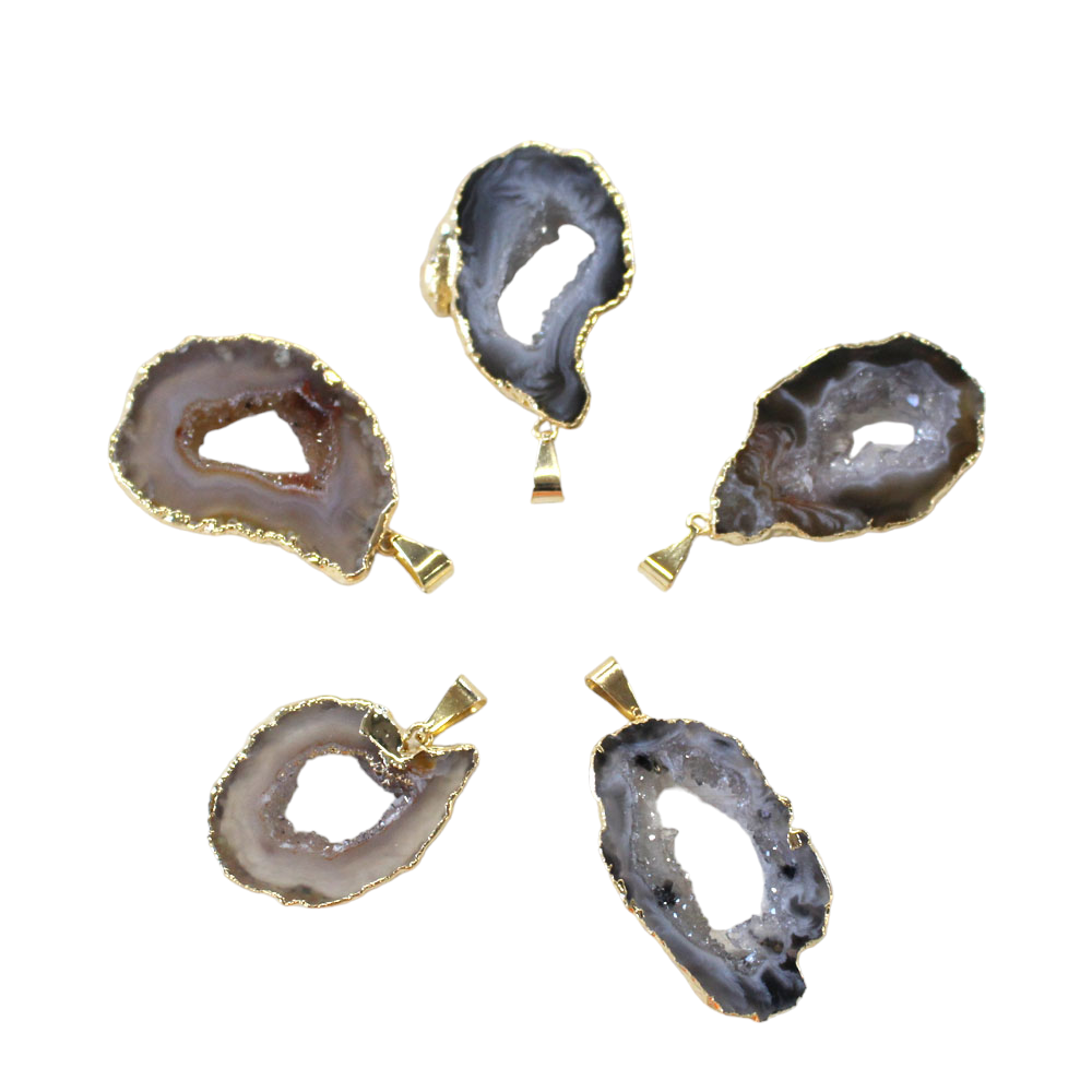 Agate Geode Slice Pendants