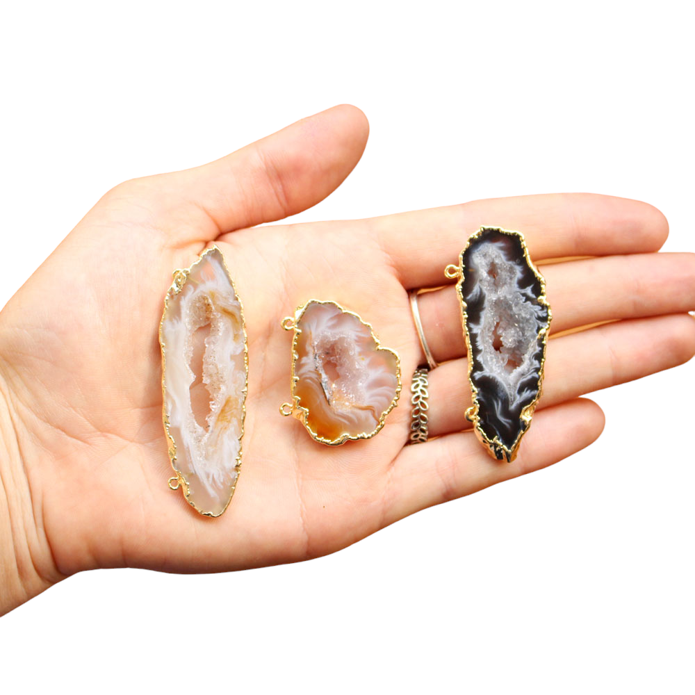 Agate Geode Slice Pendants