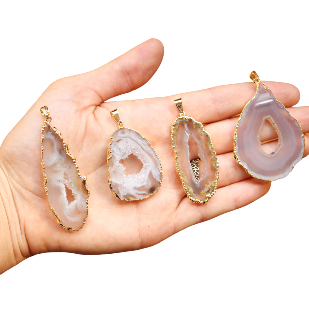 Agate Geode Slice Pendants