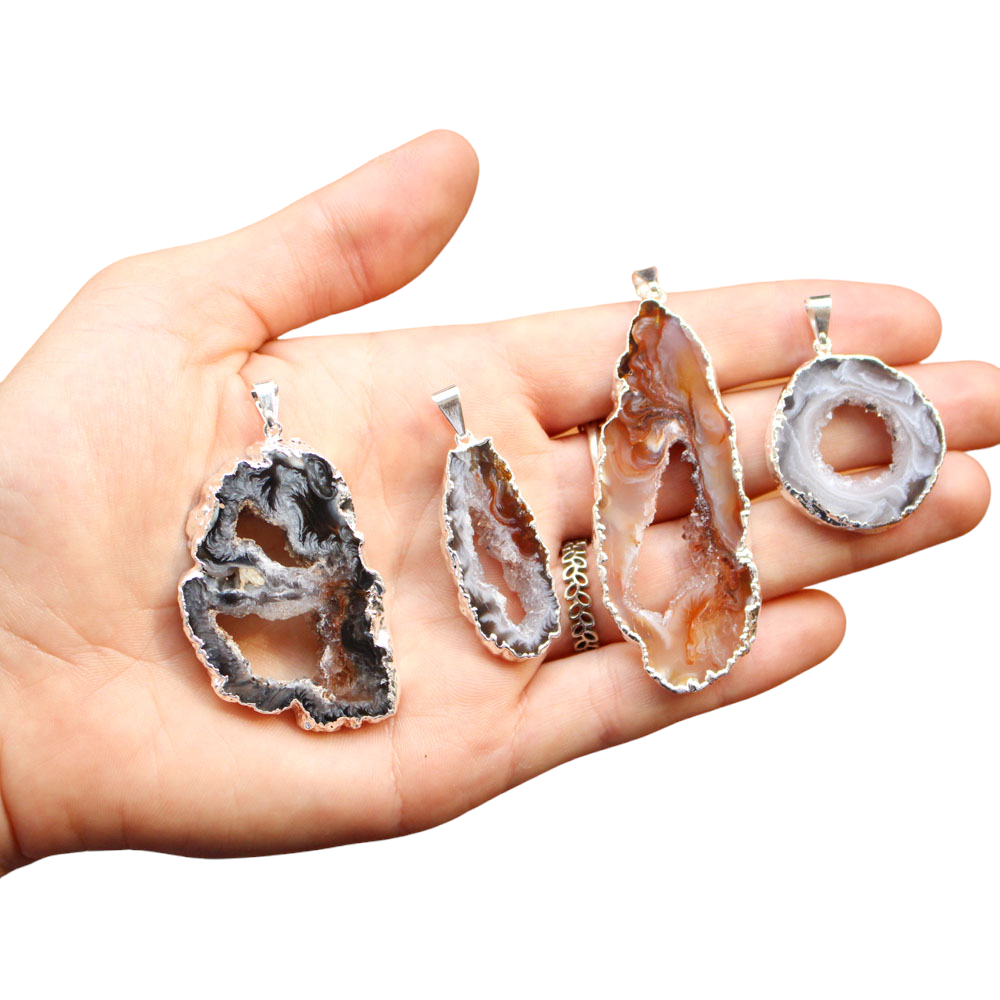 Agate Geode Slice Pendants