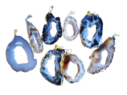 Agate Geode Slice Pendants