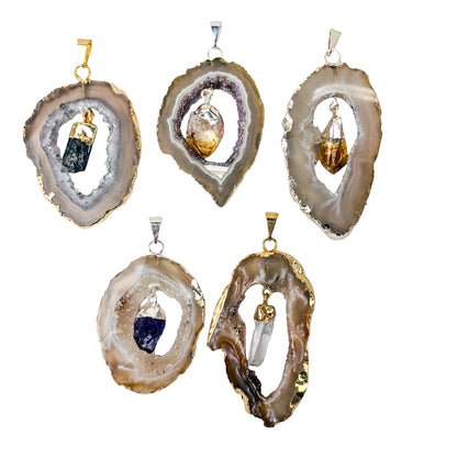 Agate Geode Slice + Point Pendants