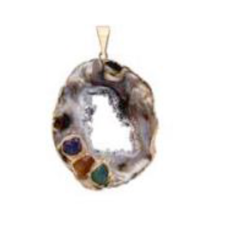 Agate Geode Slice with Tumbled Stones Pendants