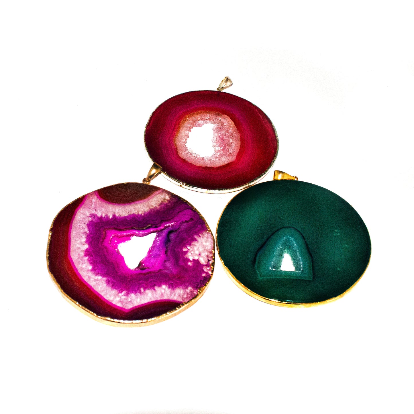 Agate Round Geode Pendants