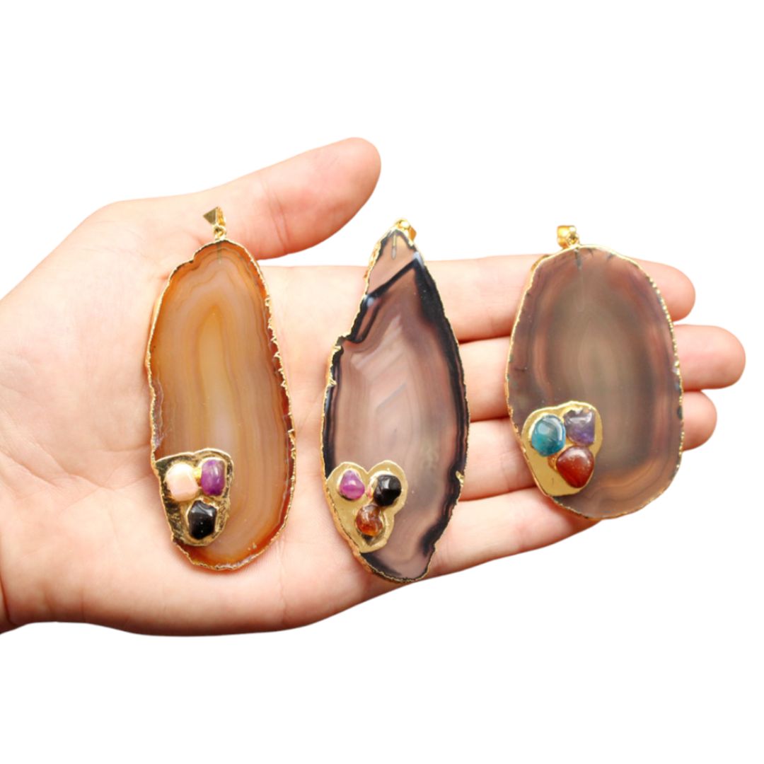 Agate Slice + Tumbled Pendants