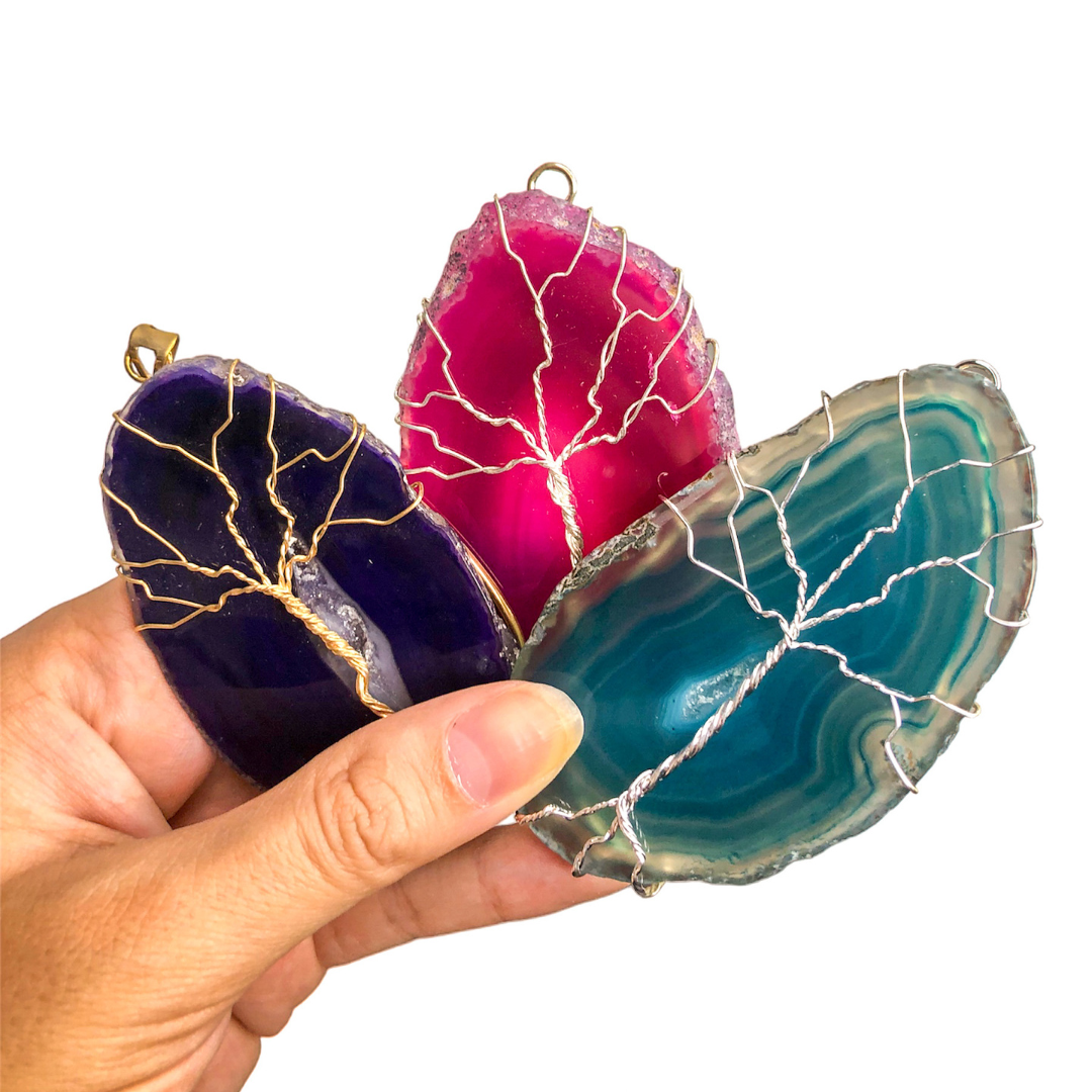 Agate Tree Pendants