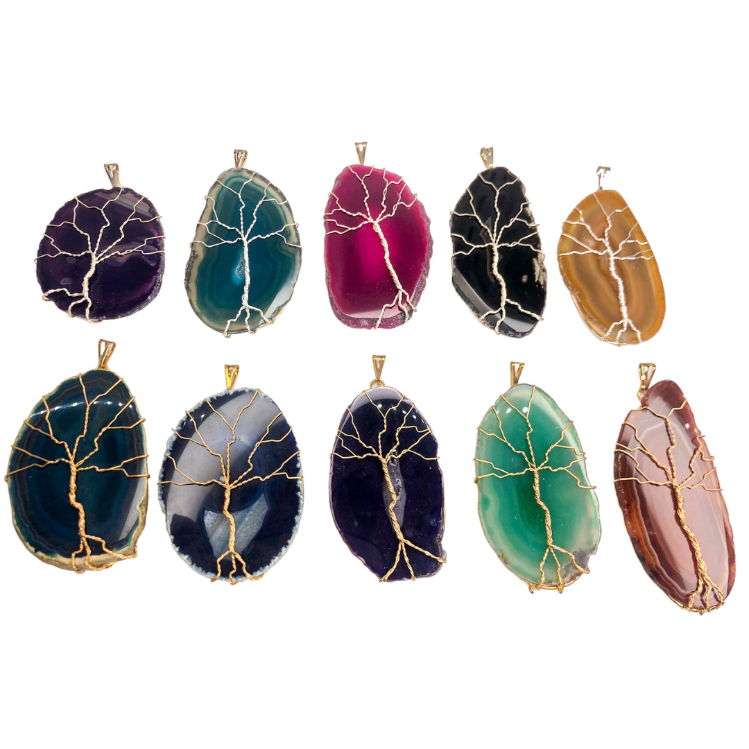 Agate Tree Pendants