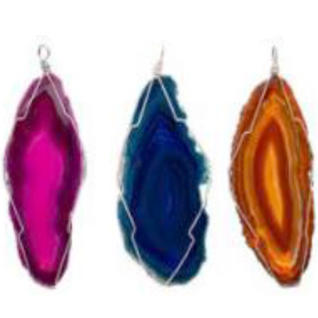 Agate Wire Wrapped Slice Pendants