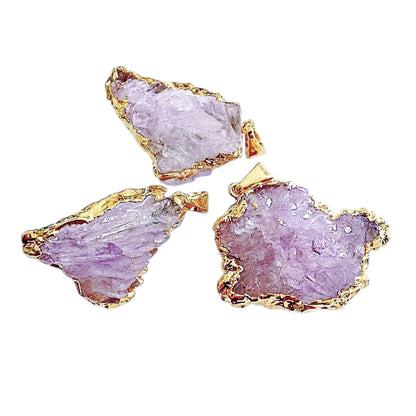 Amethyst Slice Calcite Flower Pendants