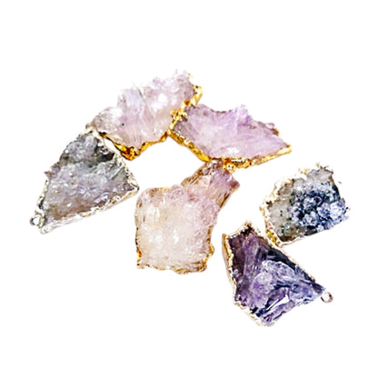 Amethyst Slice Calcite Flower Pendants