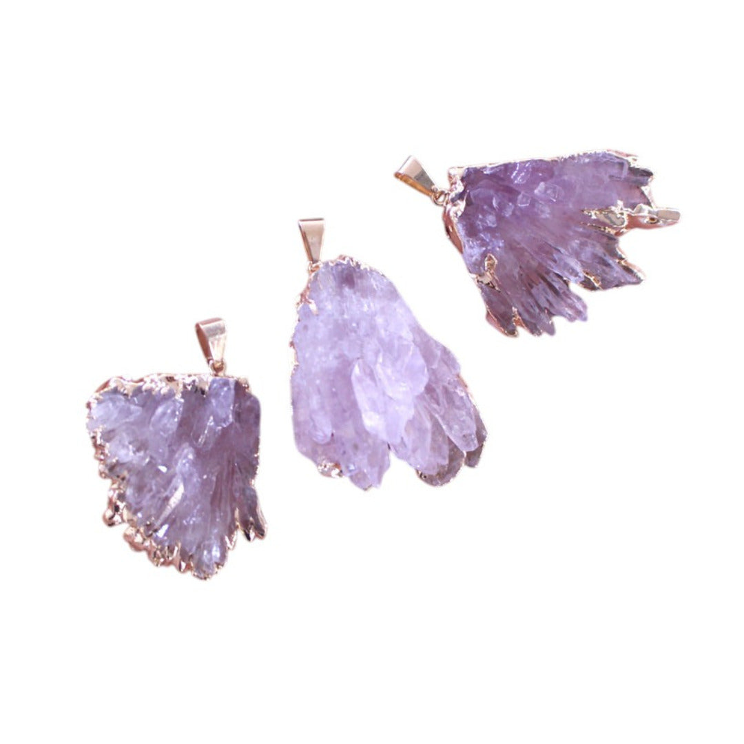 Amethyst Slice Calcite Flower Pendants