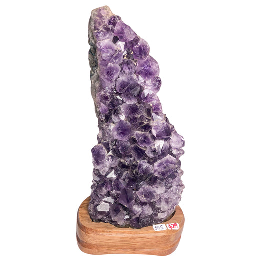 Amethyst Cluster on Wooden Base