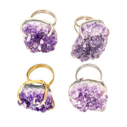 Amethyst Druzy Rings