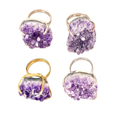 Amethyst Druzy Rings