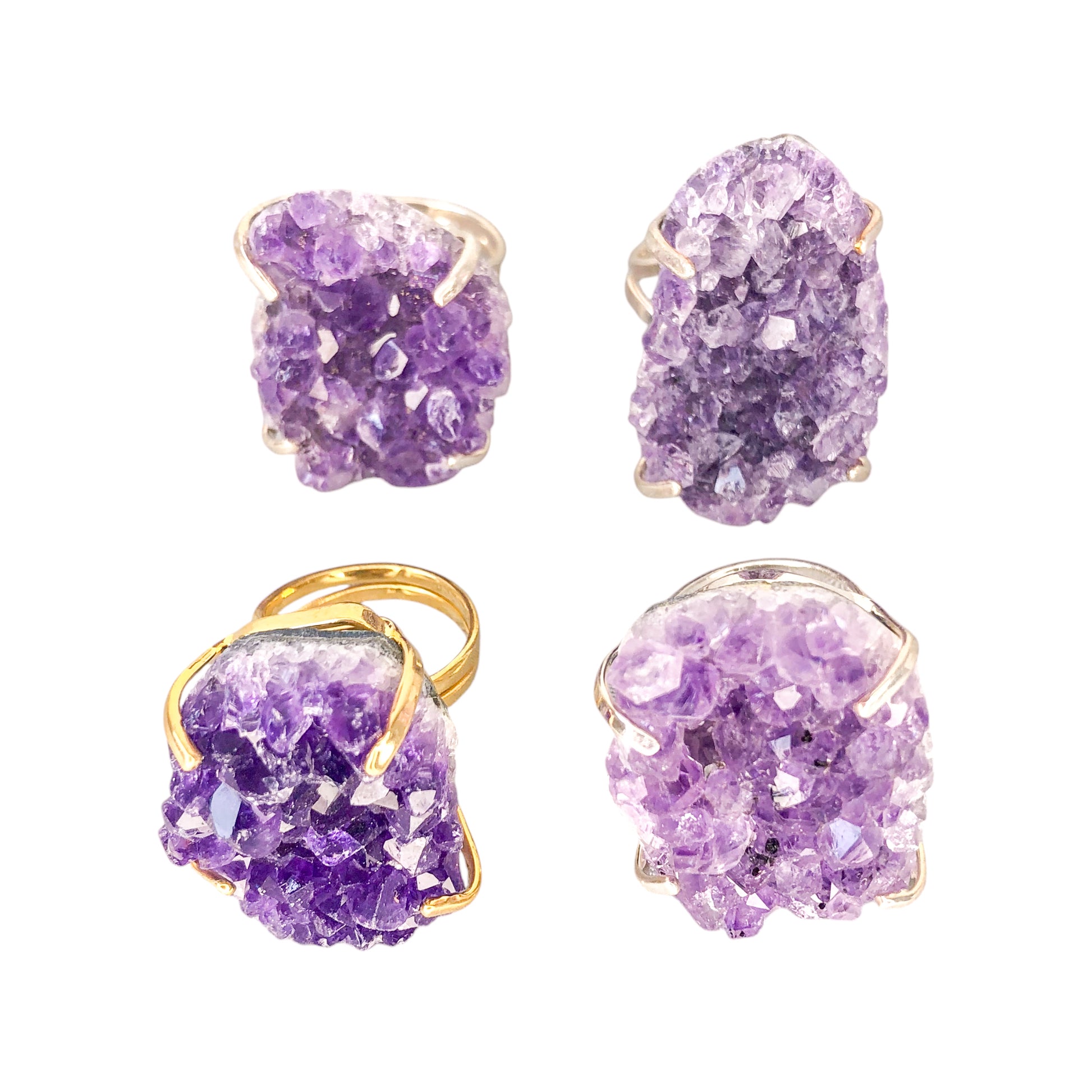 Amethyst Druzy Rings