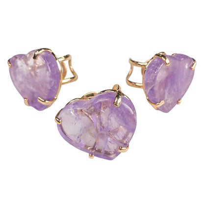 Amethyst Quartz Heart Rings