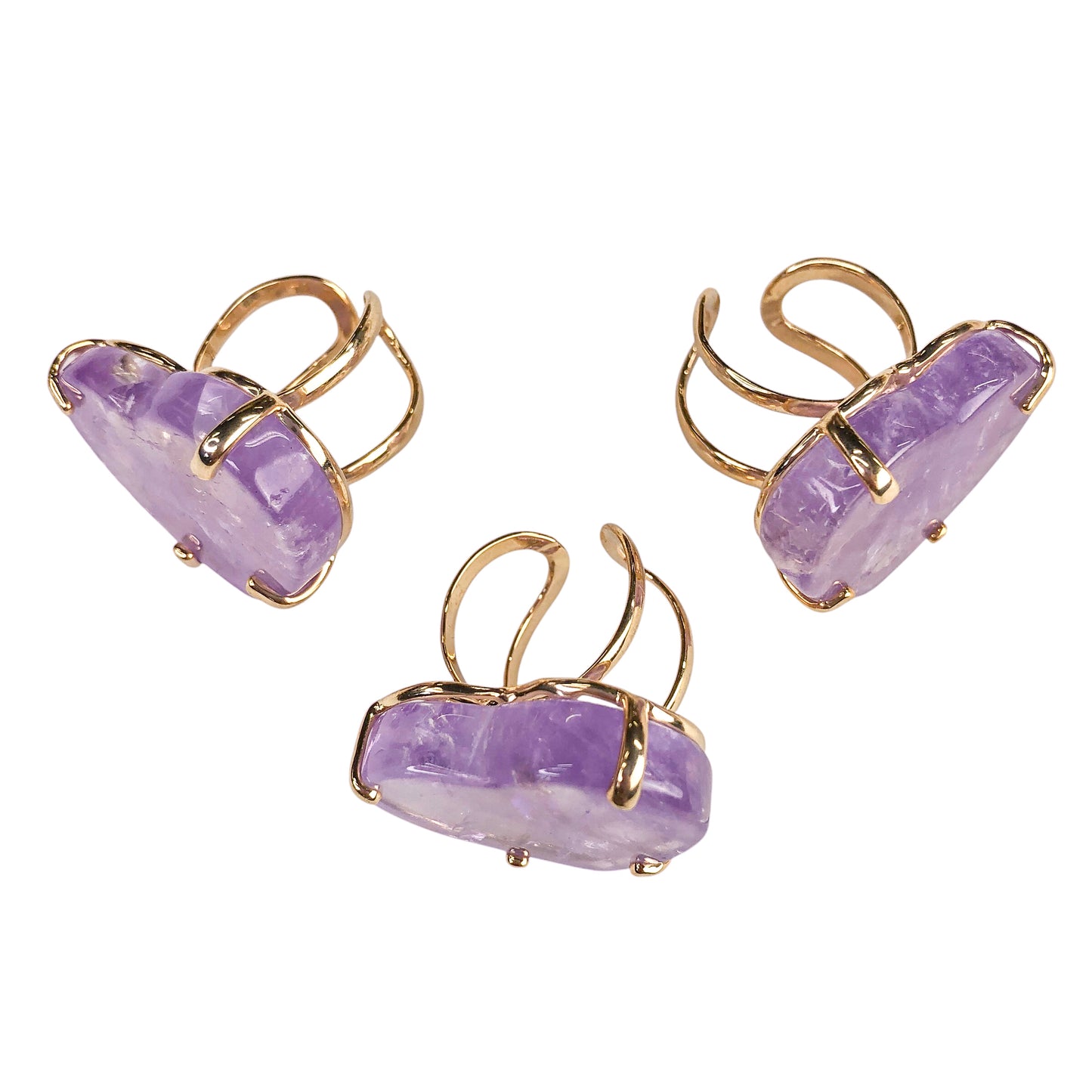 Amethyst Quartz Heart Rings