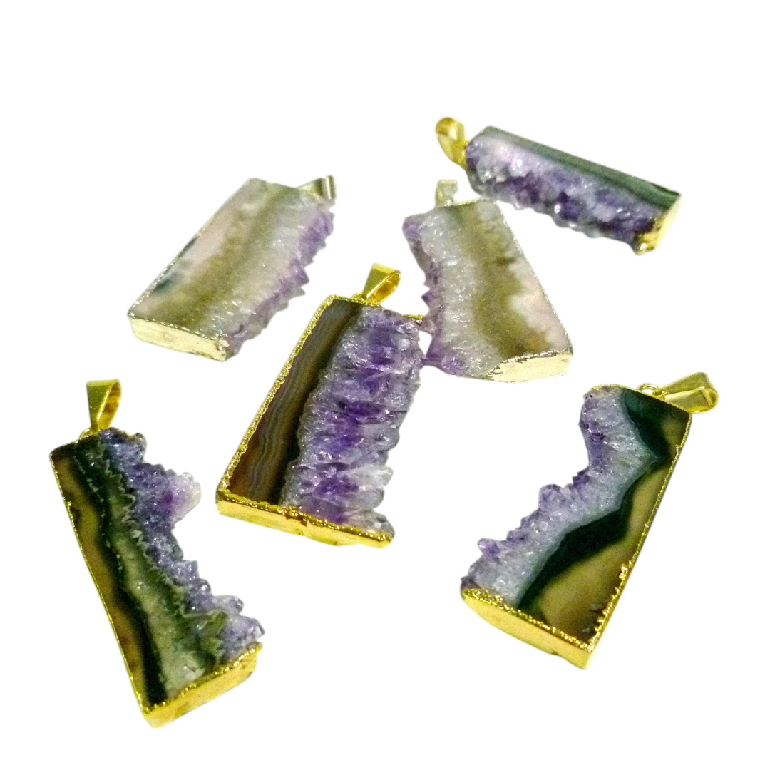 Amethyst Slice Thin Pendants