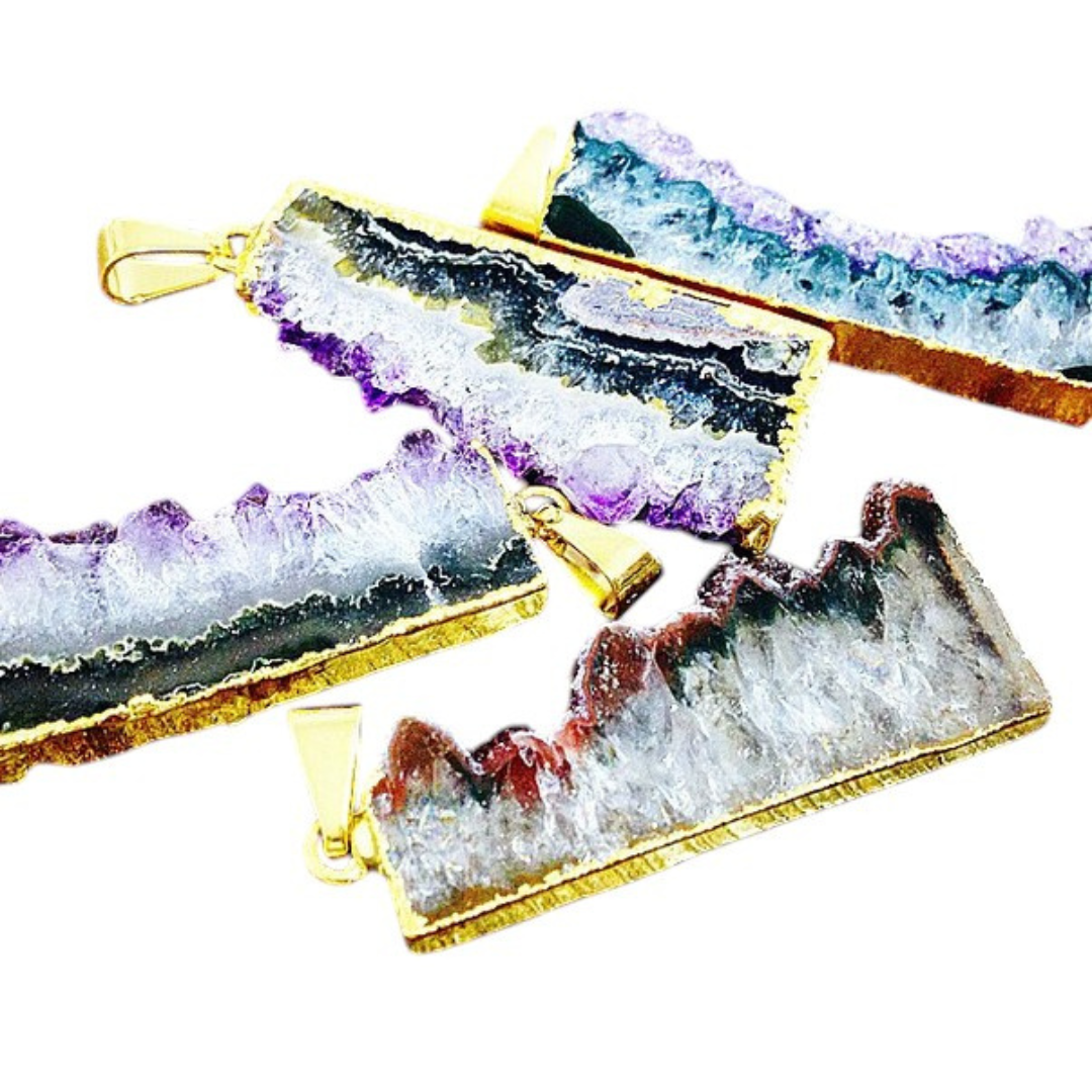 Amethyst Slice Thin Pendants