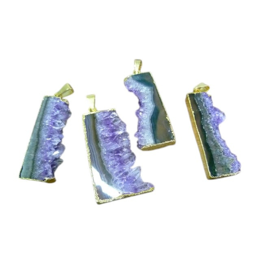 Amethyst Slice Thin Pendants