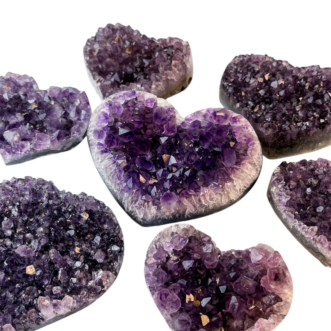 Amethyst Cluster Hearts from Brazil - Nativa Gems