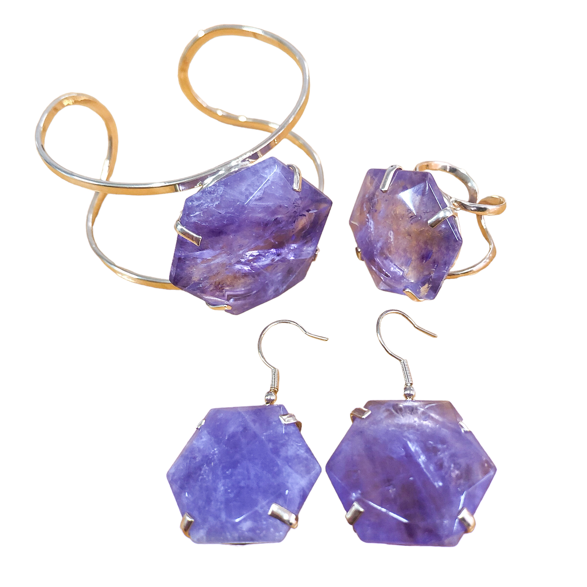 Amethyst Hexagon Set of 3