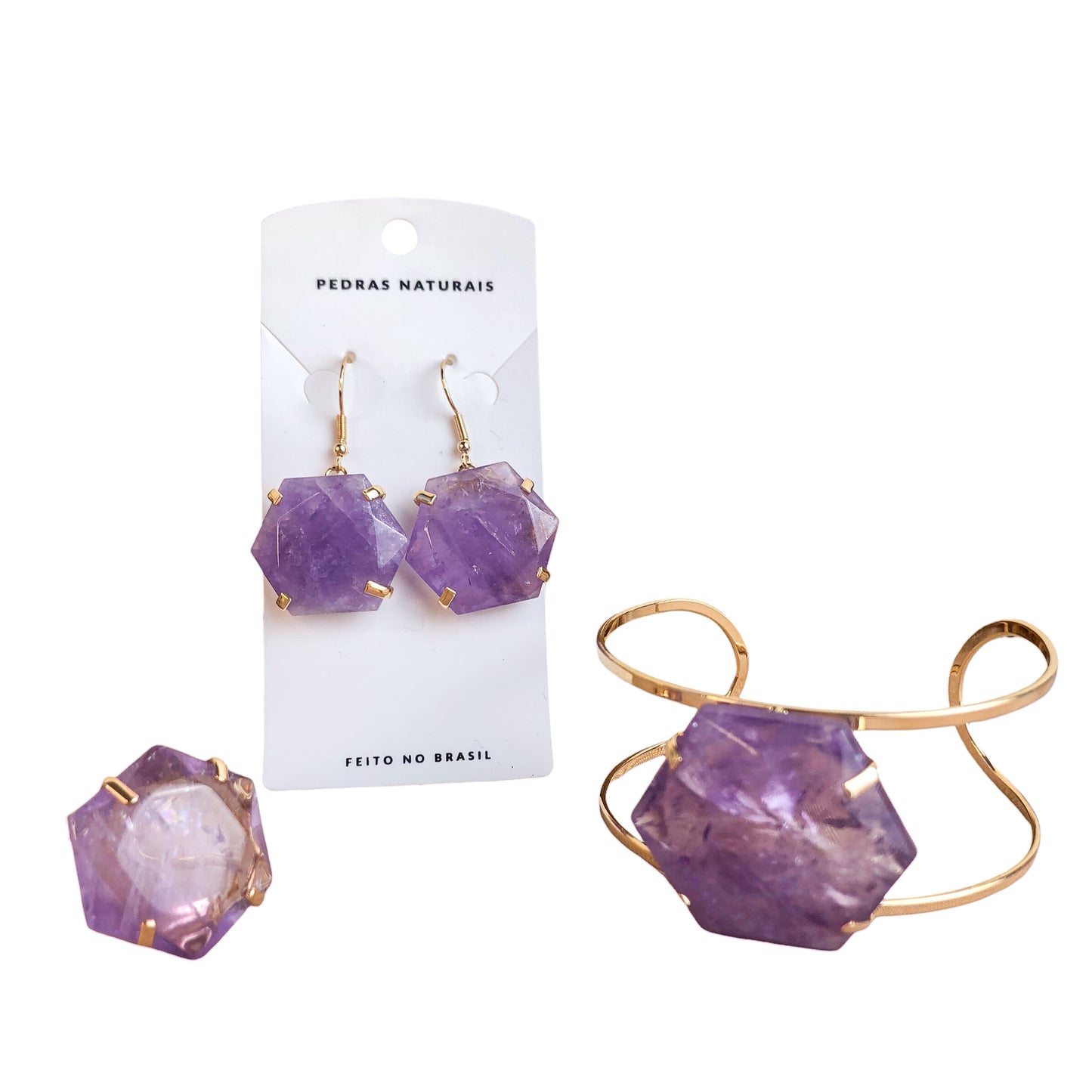 Amethyst Hexagon Set of 3