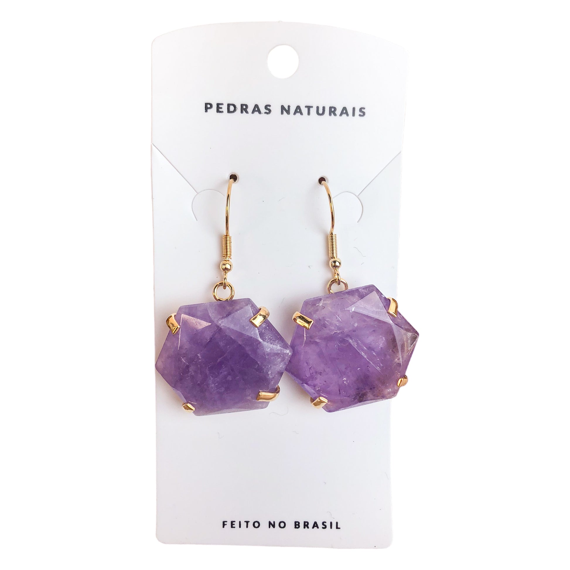 Amethyst Hexagon Earrings