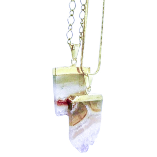 Amethyst Slice Plated on Top Pendants