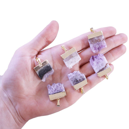 Amethyst Slice Plated on Top Pendants