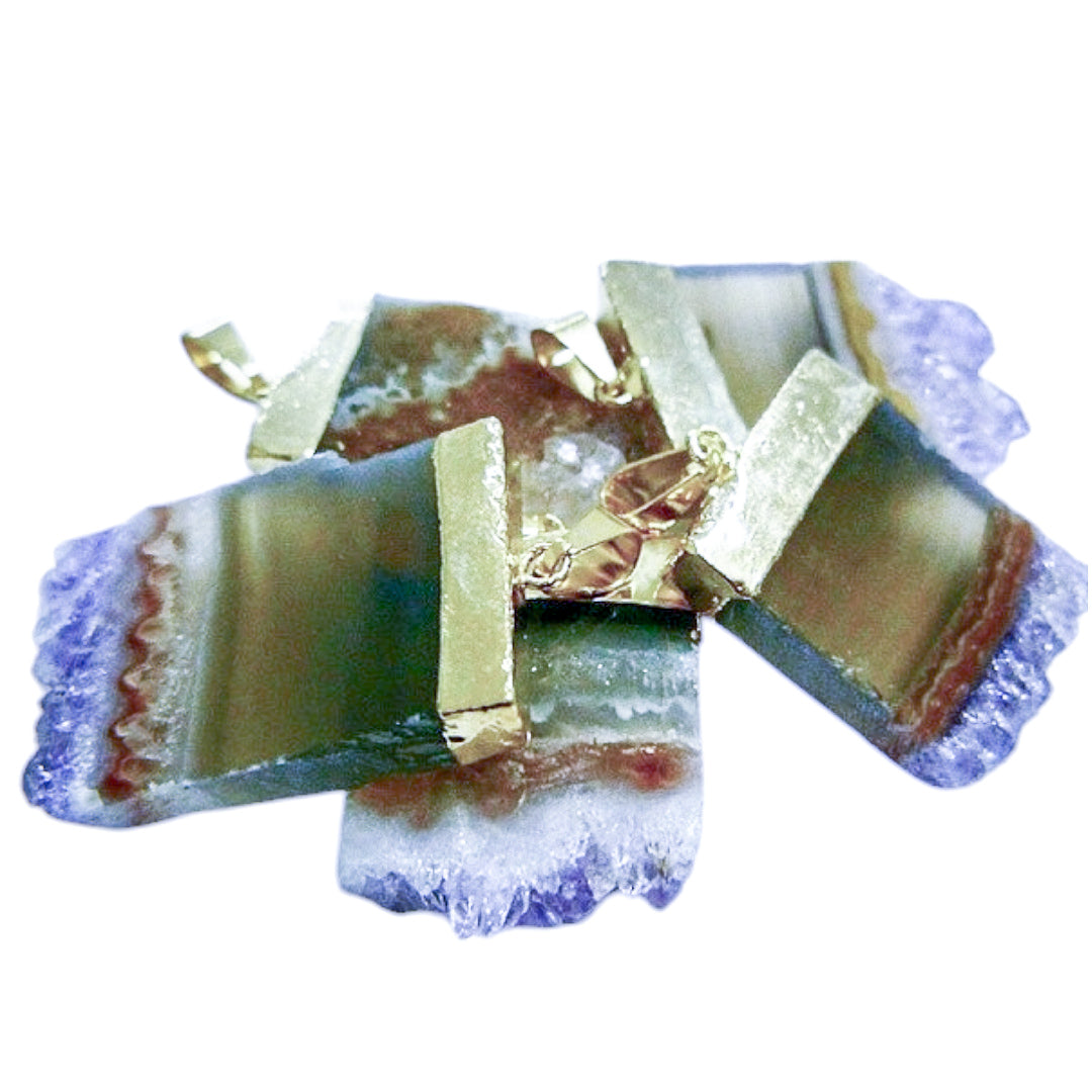 Amethyst Slice Plated on Top Pendants