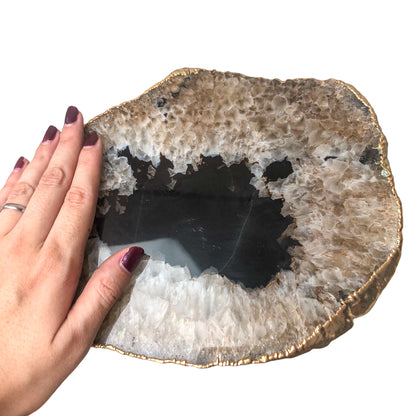 Black Agate Platter - Gold Edges Plated