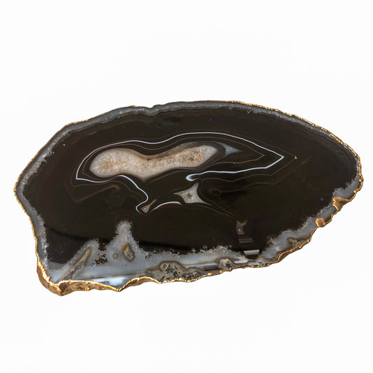 Black Agate Platter - Gold Edges Plated