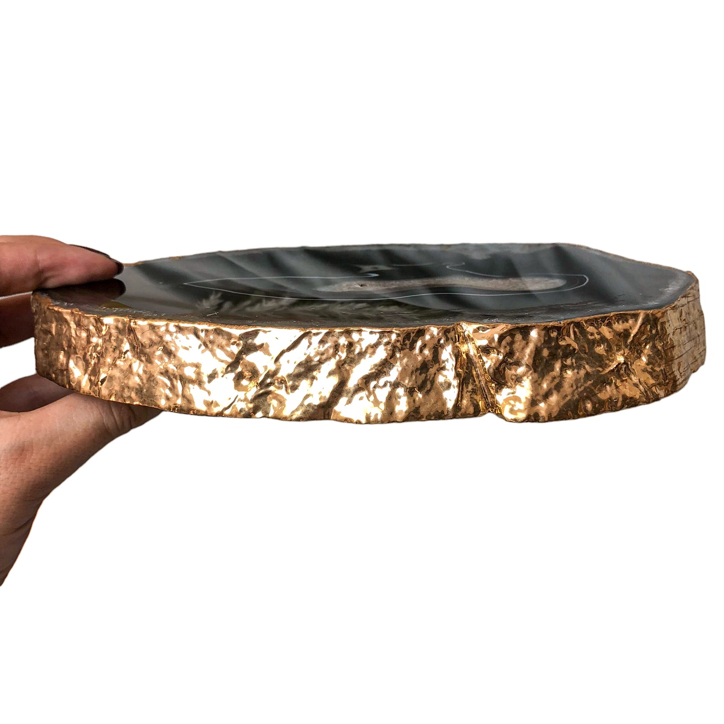 Black Agate Platter - Gold Edges Plated