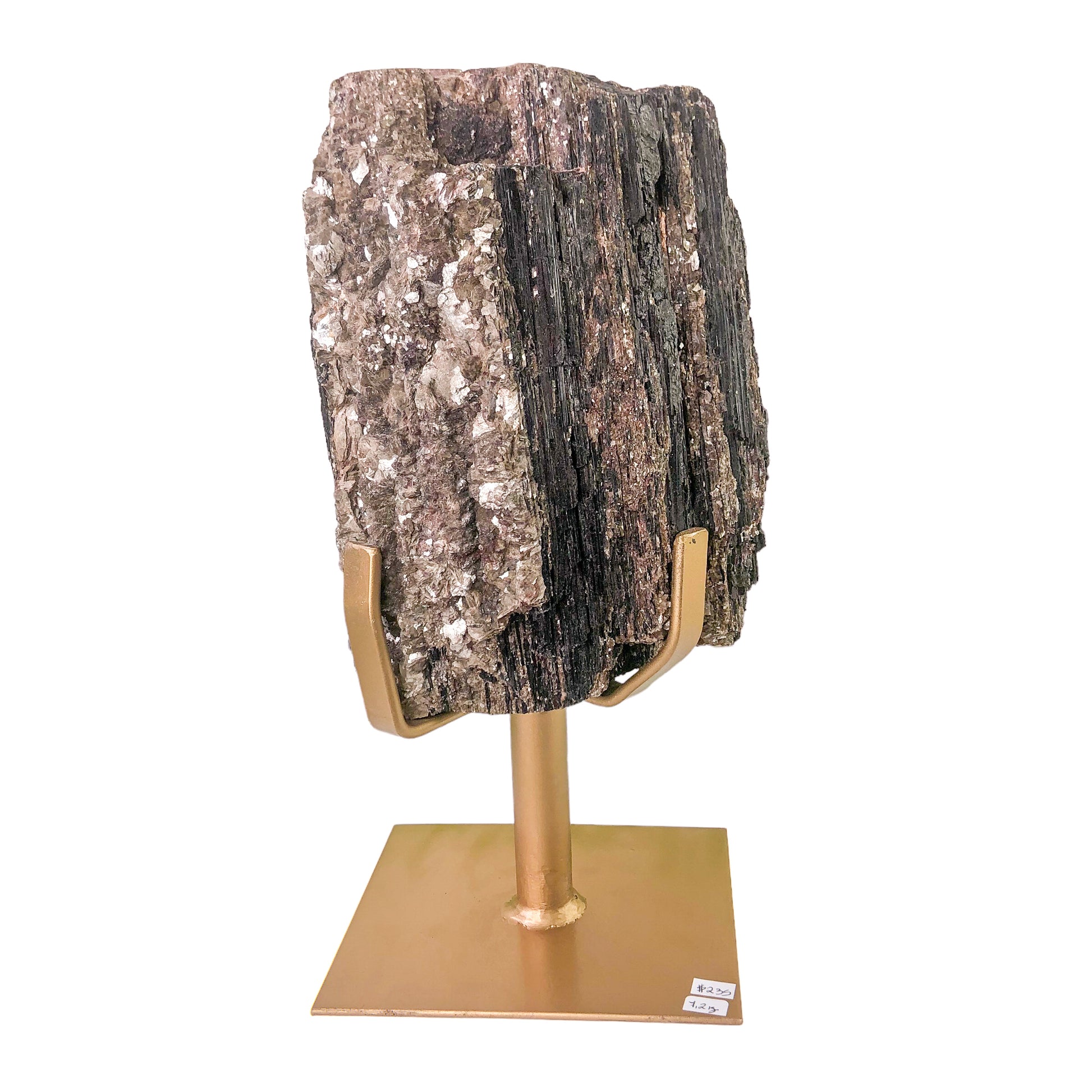 Black Tourmaline with Mica on Stand