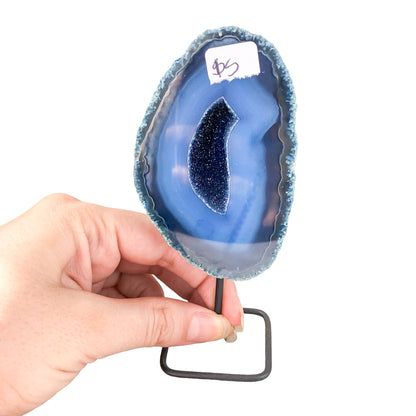 Blue Agate Geode on Stand