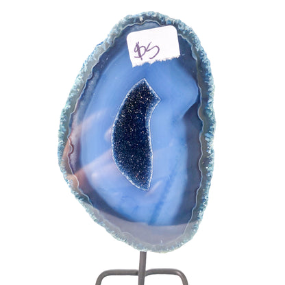 Blue Agate Geode on Stand