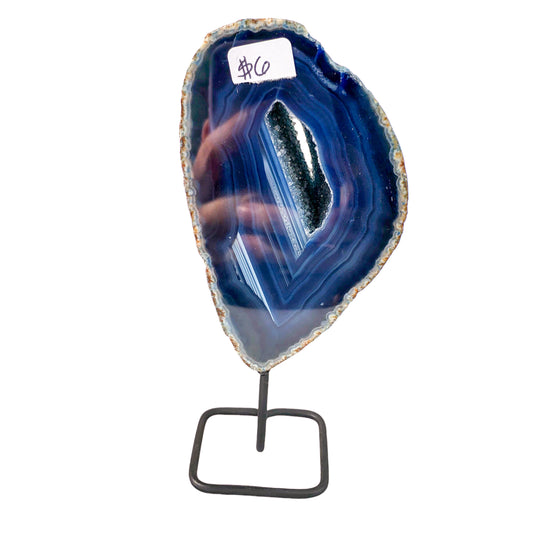 Blue Agate Geode on Stand