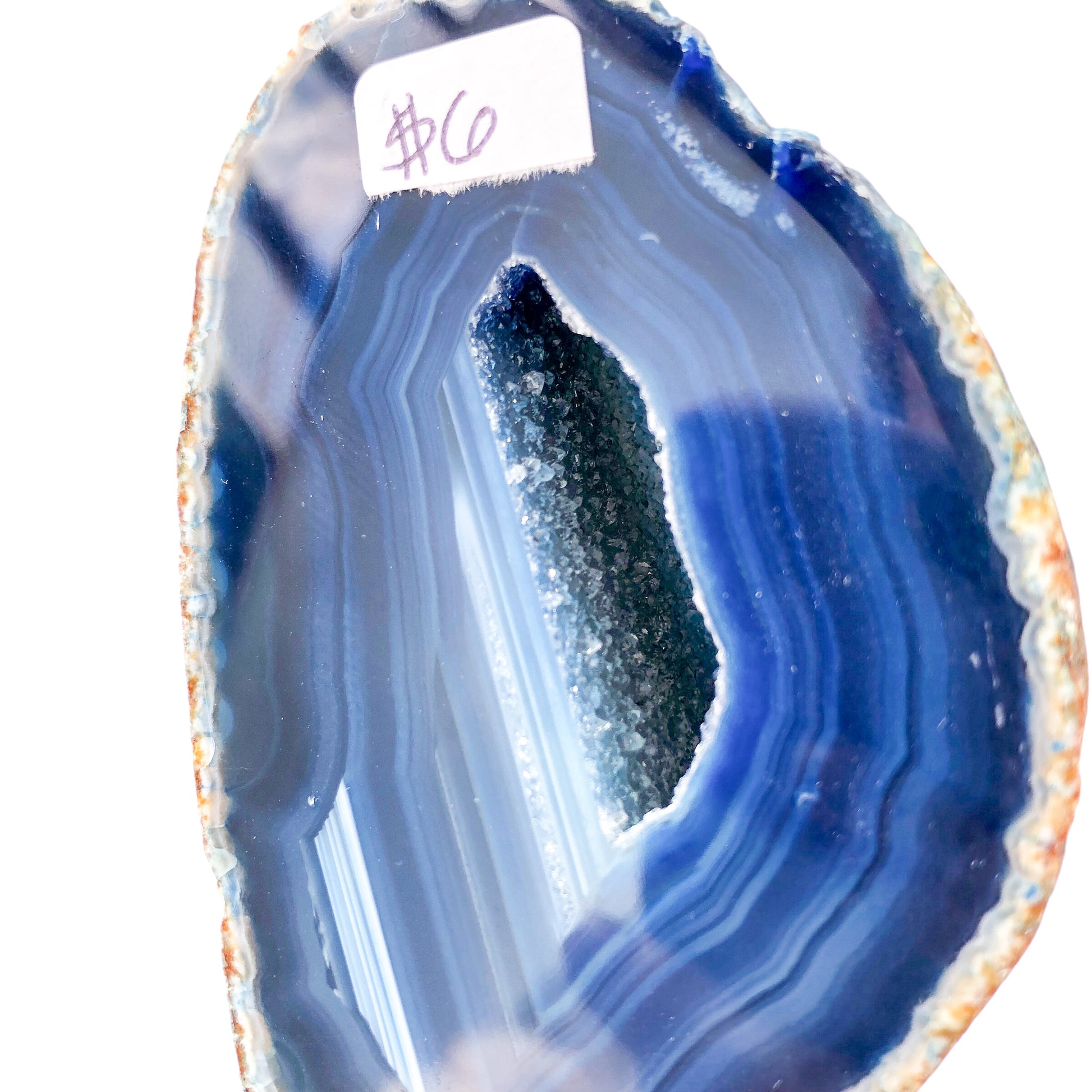 Blue Agate Geode on Stand