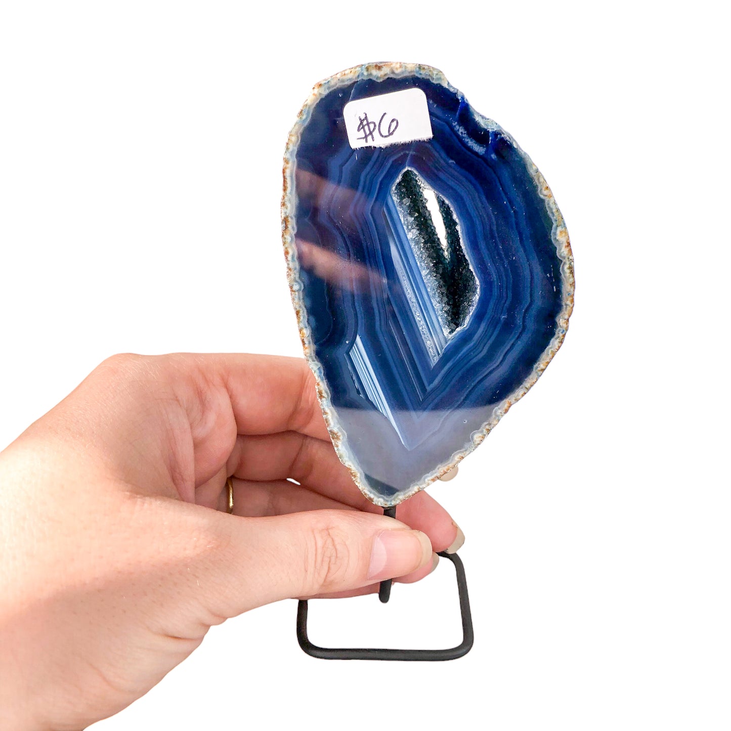 Blue Agate Geode on Stand