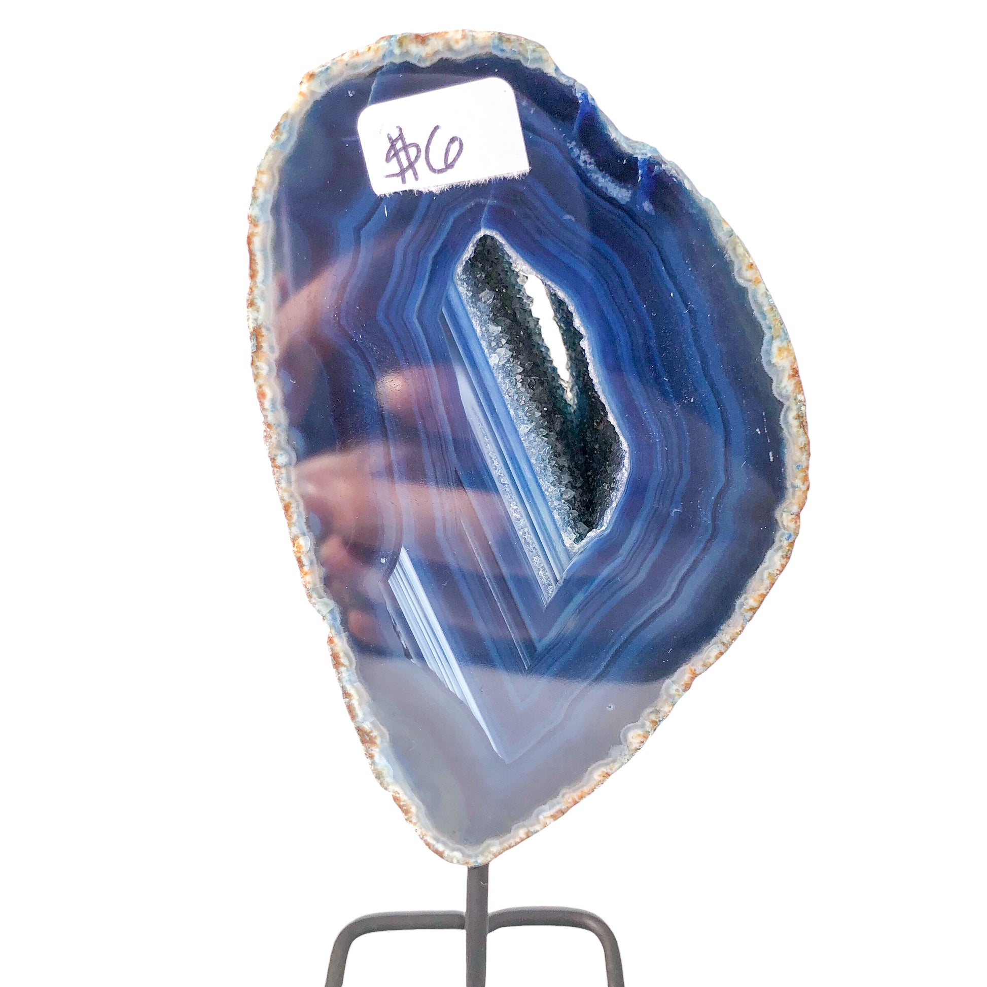 Blue Agate Geode on Stand